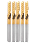 5 Pack CNC Spiral End Mill Router Bit Set High Speed Steel Alloy Coated Lightweight and Compact for Smooth Aluminum Brass Copper Cuts Durable