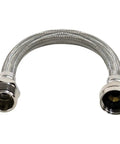 Braided Stainless Steel Water Inlet Hose With Three Quarters Inch MGH To Three Quarters Inch FGH, One Foot, Heavy Duty Washer And Appliance Connector