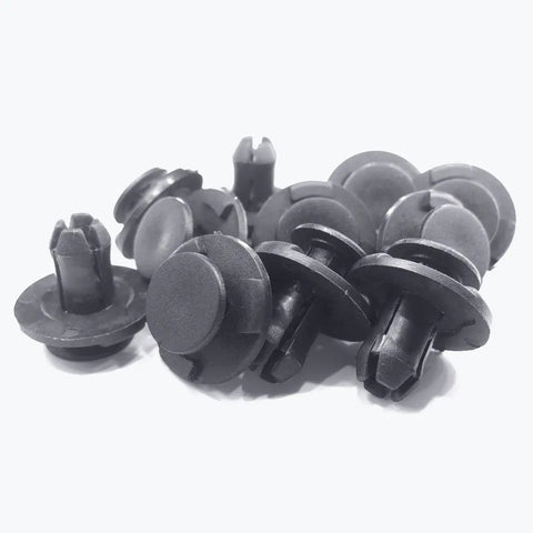 20 Pcs Cowl Bumper and Fender Liner Push Clips for 01553 05323 Fits Nissan and Infiniti, nylon material, black color, scattered view
