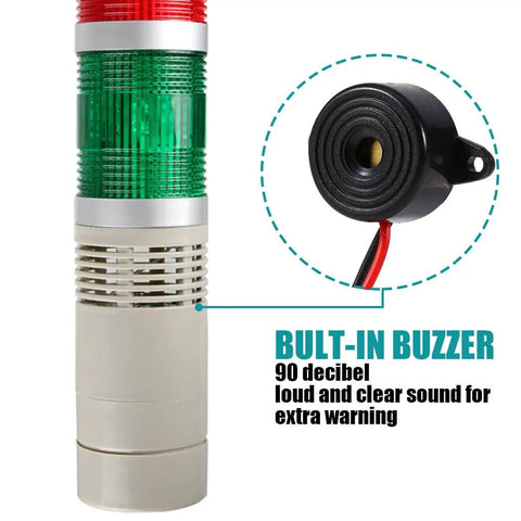 Industrial Red LED Signal Tower Light 1 Layer Stack With 15 Beads Per Layer For Bright Warning And Safety 110V with Built-in Buzzer