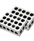 Two 1x2x3 inch hardened steel precision setup blocks with 23 threaded holes each; screw-matched pair
