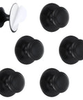 6 Pack Black Self Adhesive Cabinet Knobs No Drill Stick On Hardware Handles - Stainless Steel, adhesive backing visible