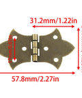Eight Piece Antique Butterfly Hinges Set With Installation Screws For Vintage Wooden Boxes dimensions shown