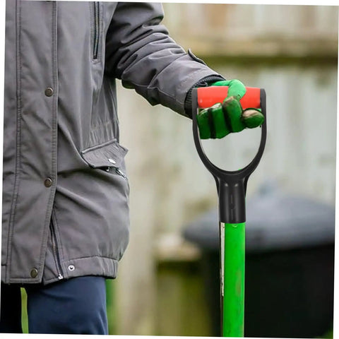 Person holding D Shaped Shovel Handle Replacement Grip For Household Shovels Non Slip Comfy Grip Durable Garden Tool Handle