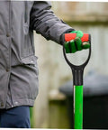 Two Piece D Shaped Shovel Handle Replacement With Comfortable Grip For Shovels And Forks Durable Non Slip Design Easy Installation Ideal For Gardening And Yard Work in use by person in garden