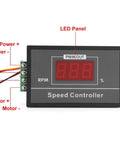 Dope DC Motor Speed Controller With Digital Display And Start Stop Switch, 6V To 60V, 30A PWM for DC Motors, front view with LED display