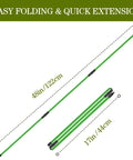 2 Pack 48 Inch Collapsible Golf Alignment Sticks Training Aid For Aiming, Putting, And Swing Portable Clear Tube Case Green Pro Grade Easy Setup For Consistent Swing Alignment showing extended and folded views