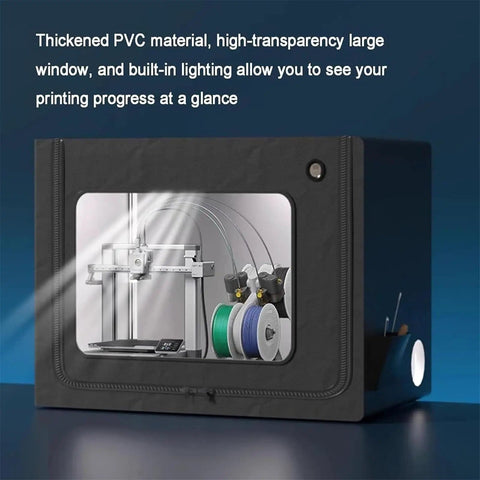All In One 3D Printer Enclosure With LED Light Filament Dryer Fume Extractor And Ventilation, transparent window view