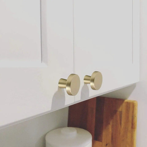 Gold Cabinet Knobs Set For Dresser Drawers And Kitchen Cabinets Brushed Brass Modern Round Zinc Alloy Durable Hardware