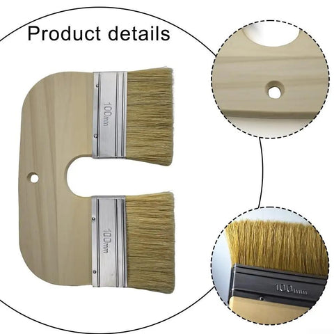 U Shaped Limewash Paint Brush With Double Head For Mineral Paints 200mm Natural Pig Bristle Stainless Steel Ferrule