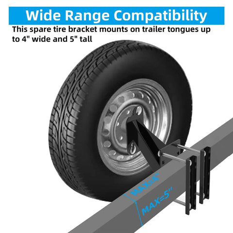 Heavy-Duty Spare Tire Mount Bracket for Trailers on wheel and trailer tongue