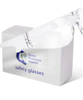 Heavy Duty Anti Fog Tinted Safety Glasses With Polycarbonate Impact Resistant Lenses Built For Construction And Diy Tasks Delivering Tight Wraparound Fit And Legit Eye Protection In A Five Pack Bundle on a box.