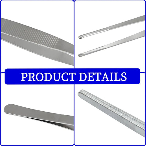 Three Piece Stainless Steel Tweezer Set Great For Precision Work And Delicate Tasks Like Electronics Jewelry Crafting 8 Inch 10 Inch 12 Inch With Durable Non Slip Grip And Easy To Control close-up