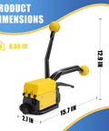Heavy Duty Manual Steel Strapping Tool Adjustable Hand Tensioner Crimper And Cutter For 3/4 Inch Steel Banding Machine showing product dimensions