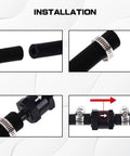Hella Durable 3/8 Inch Check Valve Inline Non Return One Way Fluid Control For Fuel Air Gas Oil E85 Diesel Systems Crafted From Top Shelf Aluminum Alloy In Clean Silver To Halt Backflow Cold installation steps with rubber tube and clamps.