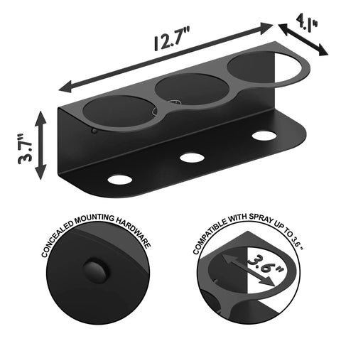 Dimensions of Must-Have All-Purpose Spray Bottle Holder Wall Mount Heavy Duty Powder Coated Steel Storage Rack For Garage And Home