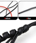 Yellow Flexible Spiral Cable Protector Sleeve For 10mm To 14mm Cables 10 Meters Long Wire Organizer Tidy Winding Wrap shown in use