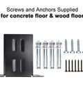4x4 Wood Fence Post Anchor Base, 13 Gauge Steel, Black Powder Coated, with screws and concrete anchors, Set of 4