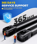 Heavy Duty Gas Struts For Truck Canopy Topper And Rear Window Replacement Forty Five Pound Lift Supports Two Pack displayed with service support icon.