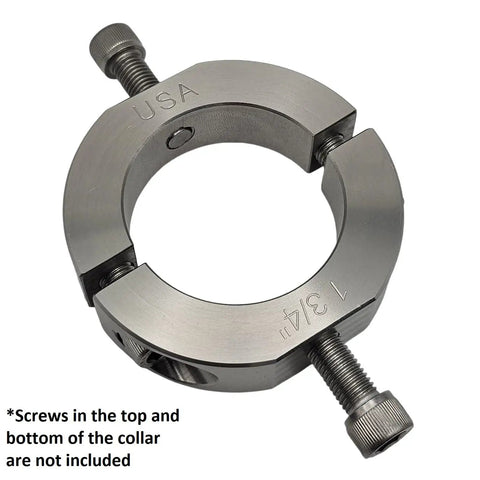 Two Piece Clamping Shaft Collar 1.75 Bore, Mountable Flats With Tapped Holes, 303 Stainless Steel, One Pack, top view