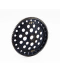 Heavy Duty Steel Spur Gear 87T 48P for ECX 2WD RC Cars SECT887, close-up of black steel gear showing 87 teeth and perforations