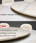 Oversized Marble Lazy Susan With 360 Degree Swivel Rotation Sintered Stone Rotating Serving Tray showing anti-collision rounded corners.
