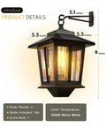 2 Pack Solar Wall Lanterns Outdoor LED Sconce With Four Solar Panels Dusk To Dawn Anti Rust Waterproof Aluminum Lanterns