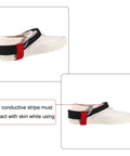 White shoe with black and red ESD Anti Static Foot Heel Straps 10 Pack Adjustable Grounding Belt For Shoes
