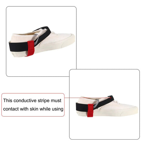 White shoe with black and red ESD Anti Static Foot Heel Straps 10 Pack Adjustable Grounding Belt For Shoes