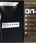 Heavy Duty 15 By 28 Inch Led Ceiling Rain Shower Head With Handheld Spray Antique Brass Finish, modern controls, multiple functions.