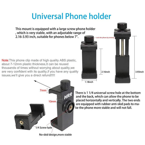 Universal phone holder with measurements for Hands Free POV Filming Kit With Chest Strap Harness Mount And Head Strap Holder For Mobile Phones