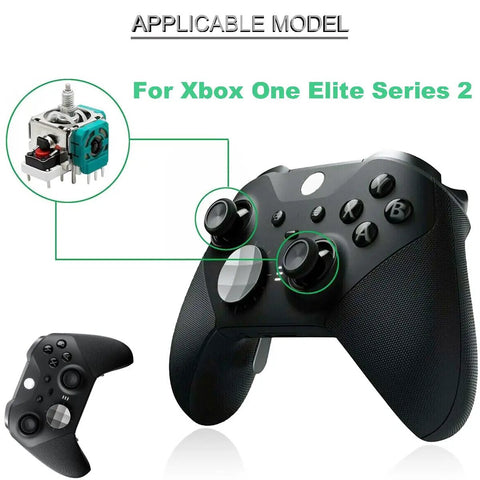 4 Pcs Replacement Joysticks Repair Kit For Xbox One Elite Series 2 Controller, showing analog sticks and potentiometer close-up.