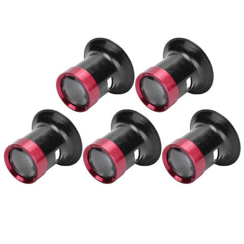 Watchmakers Loupe Set With 3X 5X 10X 15X And 20X Magnifiers Aluminum Alloy Construction showing five loupes with red rims.