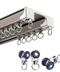 Durable aluminum ceiling curtain track system delivers smooth, silent sliding for heavy drapes with double rails and pulleys.