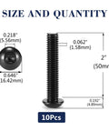 3/8-16 X 2 Button Head Socket Cap Bolts 10 Pack 18-8 Stainless Steel Black Oxide Finish With Hex Wrench size dimensions displayed.
