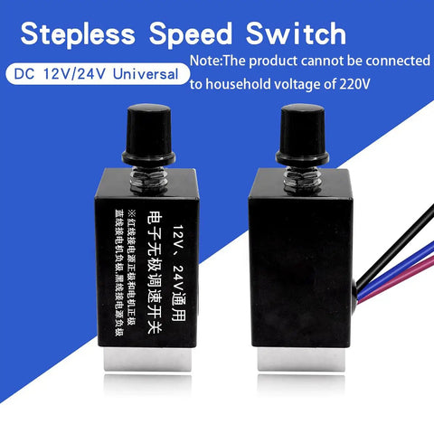 Dual Voltage 12V And 24V DC Motor Speed Controller With 10A Output Knob Adjustable Stepless Regulator product image