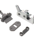 Space Saving Flush Design Heavy Duty RV Cabinet Door Latch with galvanized steel push to close for electrical compartments and camper doors.