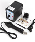 858D Hot Air SMD Rework Station with Digital Soldering Heat Gun, Desoldering Iron Holder, 3 Nozzles, Spare Heating Element, ESD Tweezer