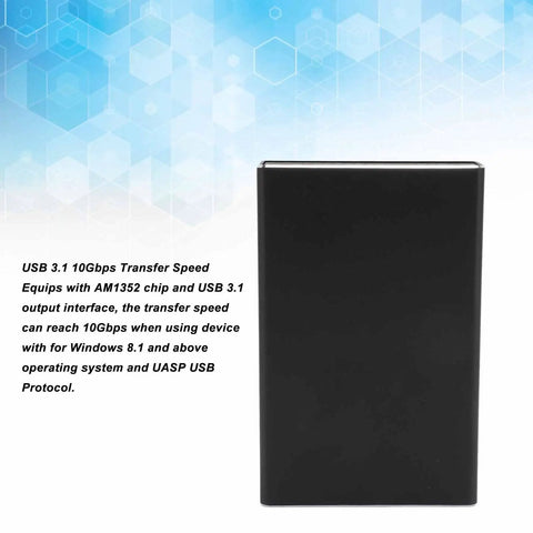 Heavy Duty 2 Bay Sata Raid Enclosure supports 2.5 inch drives via USB 3.1 Type C connection on a sleek black chassis.