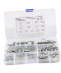 210 Piece Stainless Steel Cotter Pin Kit With Hairpin Pins And R Clips For Automotive, Home, And Industrial Use, Full Range Of Sizes For Quick Fixes, Maintenance, And Heavy Duty Projects, in labeled plastic case