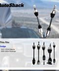 Front CV Axle Shaft Assembly Fits Dodge Dakota 2001-2004 4WD Durango 2001-2003 Direct Fit Driver Or Passenger Side Replacement OEM-Grade Durable Performance Easy Install, shown with fitment chart