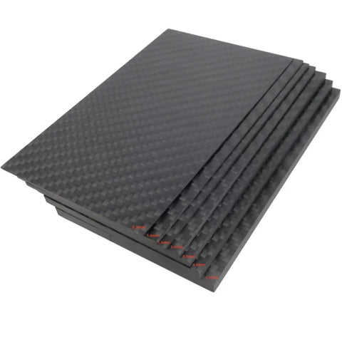 Stack of Carbon Fiber Plate Panel Sheets 125mm By 75mm Pro Grade 0.5mm To 5mm Thick Heavy Duty Lightweight Composite for DIY Projects