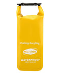 Waterproof Boat First Aid Kit With Roll Top Dry Bag For Marine Adventures, yellow bag front view with hot-pressed seams.