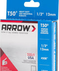 Badass T50 Heavy Duty Staples Featuring 1/2 Inch Legs And 3/8 Inch Crowns For Upholstery Construction Furniture Repairs And Crafts 1250 Pack on display box.