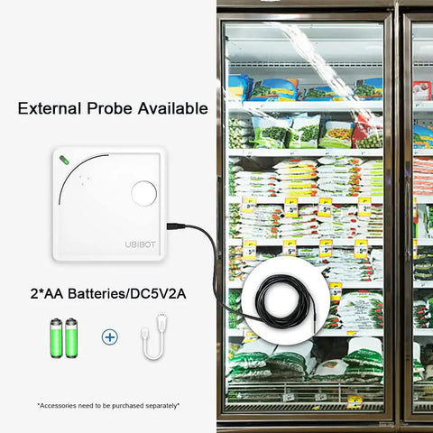 WiFi Environmental Sensor For Smart Home Monitoring With Temperature Humidity And Light Tracking External Probe in use