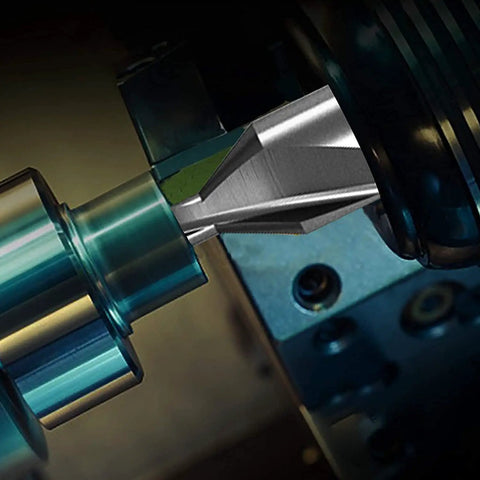 Rock Solid 5 Piece Combined Center Drill Set With Countersink Bits For Lathe Metalworking 1/8 Inch Shank in use on a lathe.