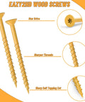 Exterior Wood Screws Size Ten By Two Inches With T25 Star Torx Drive Deck Screws 466 Piece Set Flat Head Self Tapping Rust Resistant Outdoor Fasteners For Siding Decks And Projects, showing detailed features.