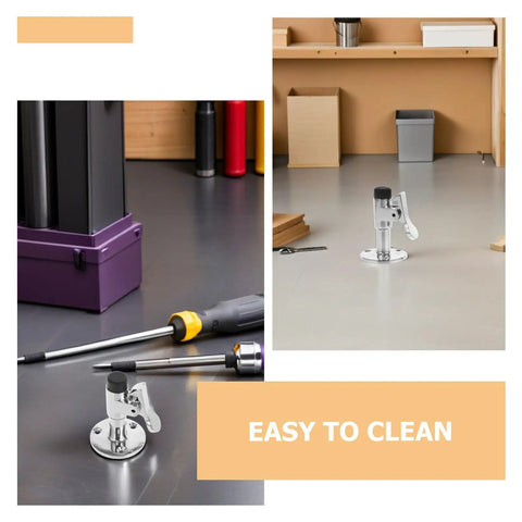 Super Sleek Polished 2 Pcs Stainless Steel Boat Door Catch And Holder For Yachts And Sailboats To Keep Cabin Doors Safe And Secure With Heavy Duty Hold shown on a workshop floor.