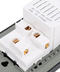 Heavy Duty 3 Prong Wall Outlet With Quick Charge Usb Ports Built Like A Tank, close-up of polycarbonate material and USB ports.