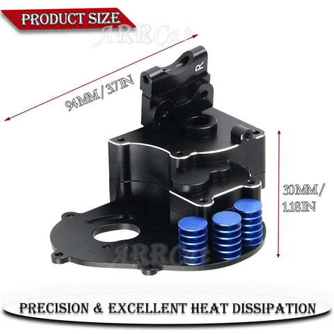 Heavy Duty Aluminum Transmission Case And Hop Up Gearbox For 1/10 Slash Rustler Stampede Bandit Ford F150 Raptor 2wd with cooling features